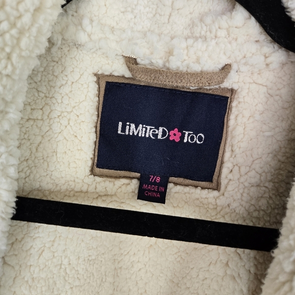 Limited Too girls Moto Jacket 7/8 Khaki Sherpa Tan‎ Neutral NWT Outerwear Zipper - Picture 7 of 13